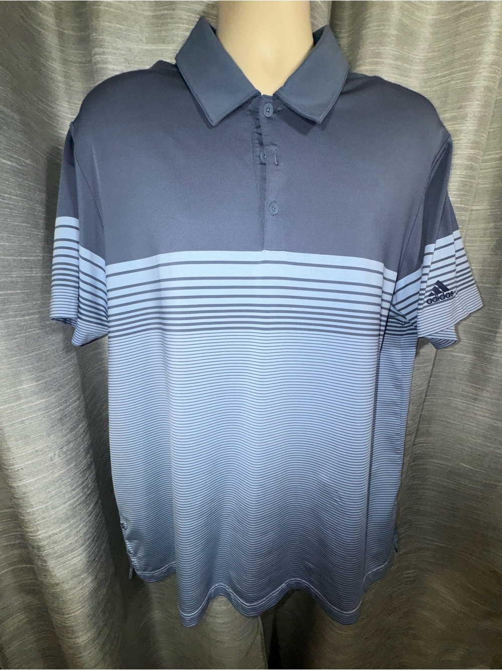 Adidas Men's Golf Blue Gradient Stripe Polo XL